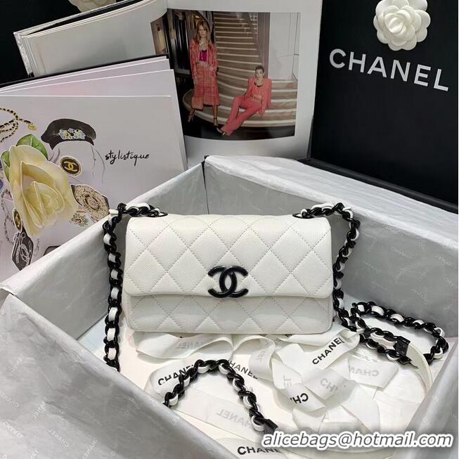 Top Quality Chanel Original Cavier Leather Flap Bag A6395 White