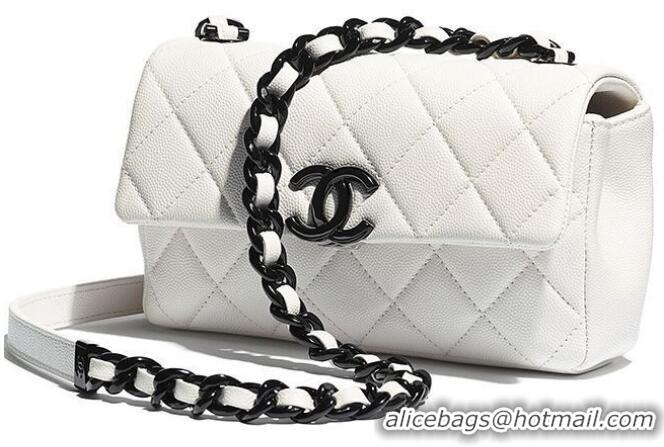 Top Quality Chanel Original Cavier Leather Flap Bag A6395 White