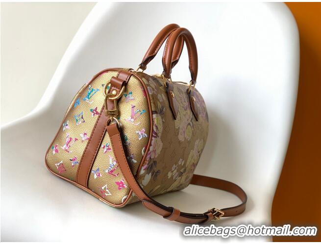 Promotional Louis Vuitton Monogram Empreinte Speedy 25 Original Leather Bag MM M21317 Gold Flower