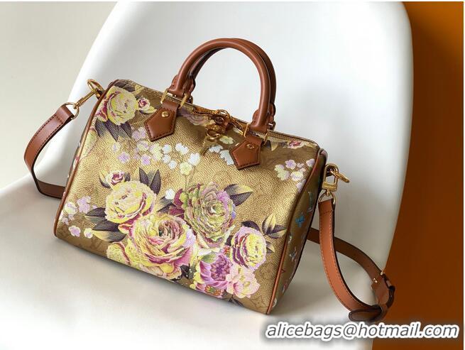 Promotional Louis Vuitton Monogram Empreinte Speedy 25 Original Leather Bag MM M21317 Gold Flower