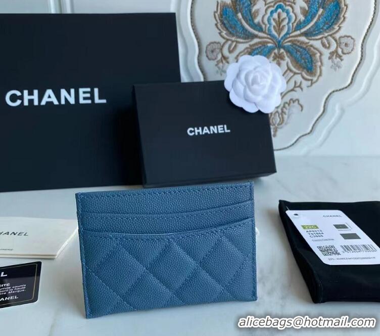 Shop Top Quality Chanel Card Holder Grained Leather A84106 Blue