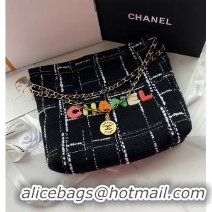 Classic Specials Chanel 22 Tweed Small Shopping Bag AS3260 Black/Gold 2022