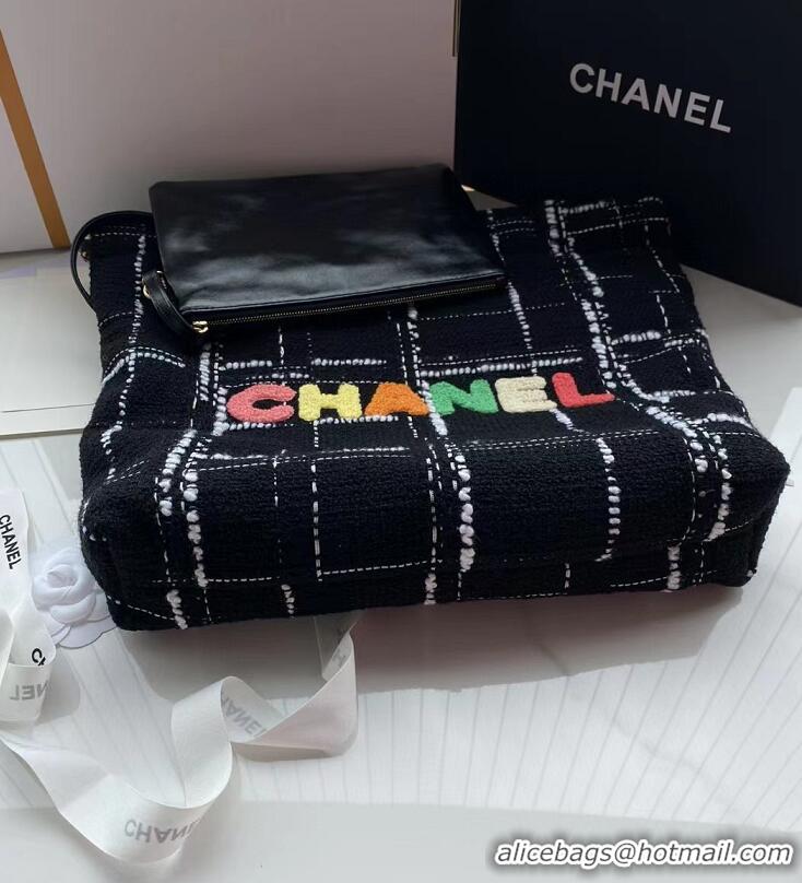 Classic Specials Chanel 22 Tweed Small Shopping Bag AS3260 Black/Gold 2022