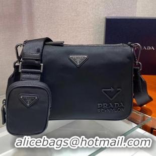 Famous Brand Prada Re-Nylon Messenger Bag 712589 Black 2022