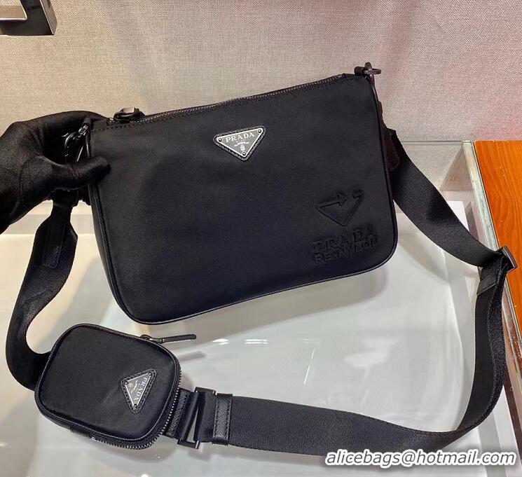 Famous Brand Prada Re-Nylon Messenger Bag 712589 Black 2022