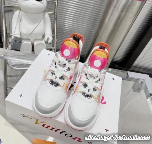 Pretty Style Louis Vuitton LV Archlight Leather & Fabric Sneakers 81911 White/Rosy/Orange