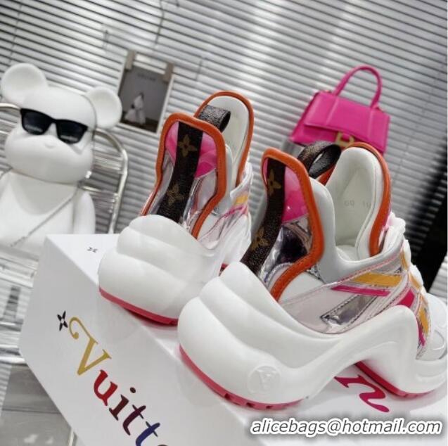 Pretty Style Louis Vuitton LV Archlight Leather & Fabric Sneakers 81911 White/Rosy/Orange