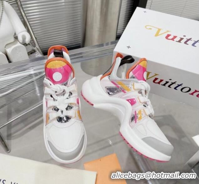 Pretty Style Louis Vuitton LV Archlight Leather & Fabric Sneakers 81911 White/Rosy/Orange