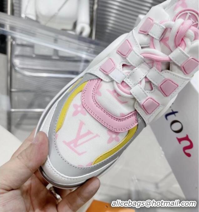 Sophisticated Louis Vuitton LV Archlight Leather & Fabric Sneakers 81912 White/Purple/Pink