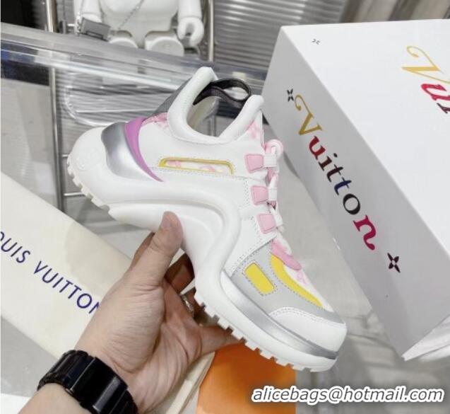 Sophisticated Louis Vuitton LV Archlight Leather & Fabric Sneakers 81912 White/Purple/Pink