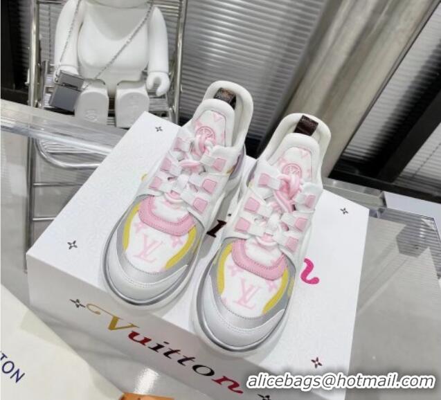 Sophisticated Louis Vuitton LV Archlight Leather & Fabric Sneakers 81912 White/Purple/Pink