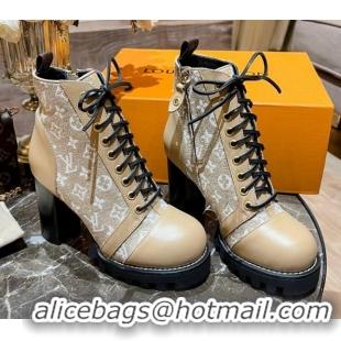 Perfect Louis Vuitton Star Trail Ankle Boots 8cm in Apricot Monogram Jacquard 082621