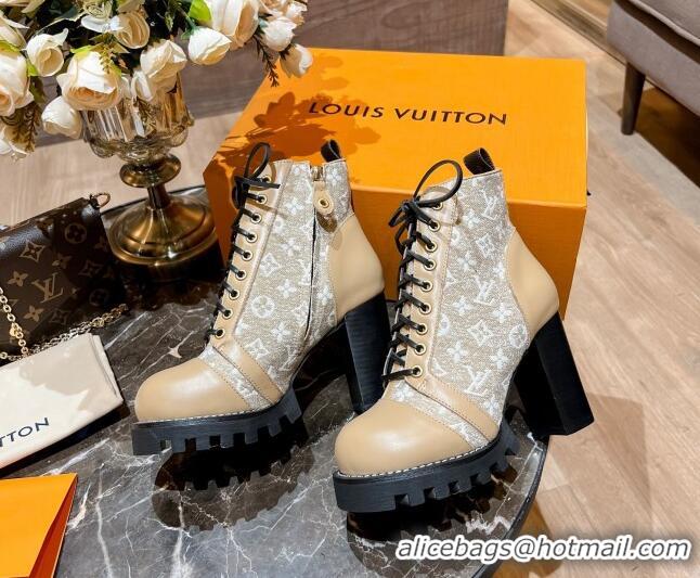 Perfect Louis Vuitton Star Trail Ankle Boots 8cm in Apricot Monogram Jacquard 082621