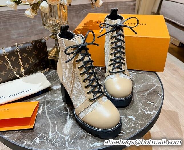 Perfect Louis Vuitton Star Trail Ankle Boots 8cm in Apricot Monogram Jacquard 082621