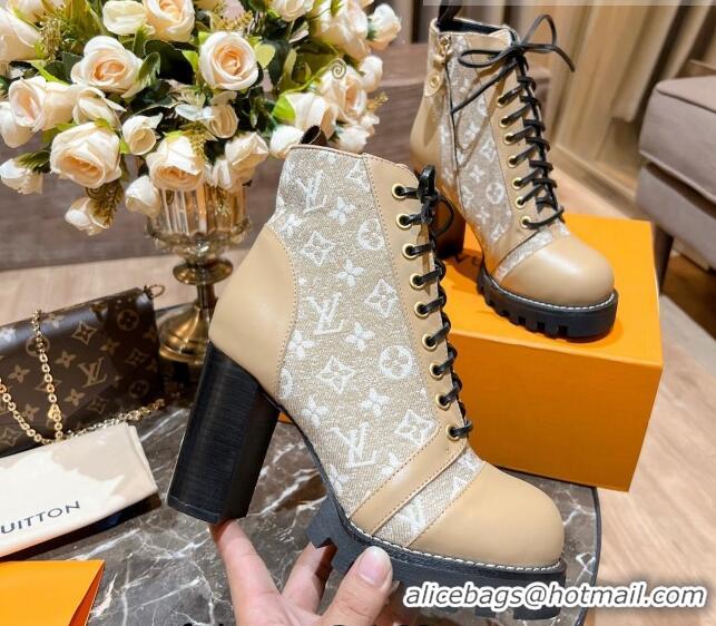 Perfect Louis Vuitton Star Trail Ankle Boots 8cm in Apricot Monogram Jacquard 082621