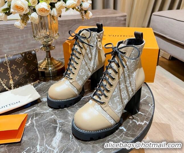 Perfect Louis Vuitton Star Trail Ankle Boots 8cm in Apricot Monogram Jacquard 082621