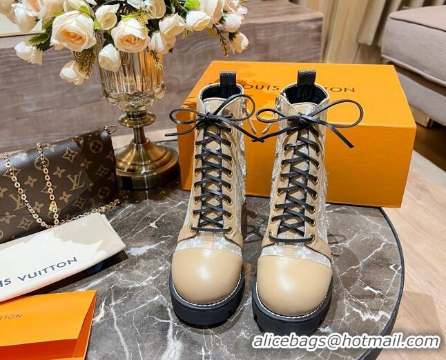 Perfect Louis Vuitton Star Trail Ankle Boots 8cm in Apricot Monogram Jacquard 082621