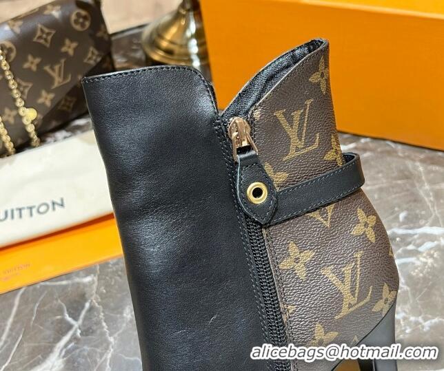 Good Quality Louis Vuitton Monogram Canvas and Leather Ankle Boots 10cm Black 082625