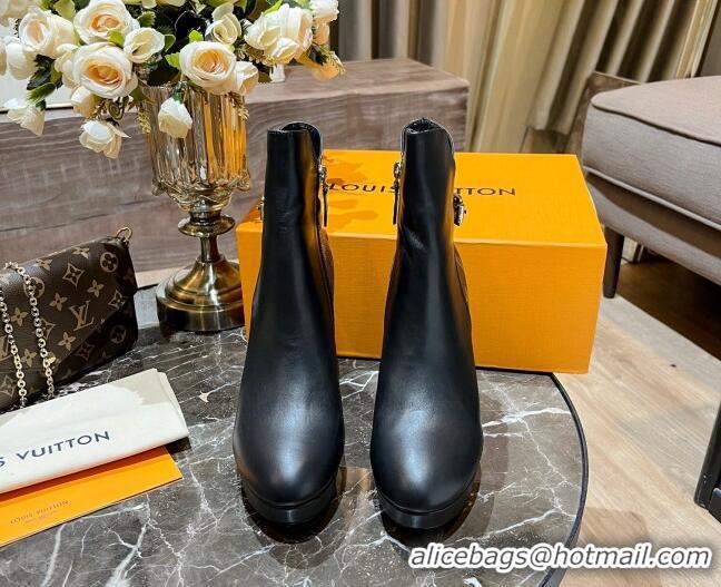 Good Quality Louis Vuitton Monogram Canvas and Leather Ankle Boots 10cm Black 082625