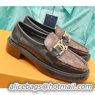 Shop Cheap Louis Vuitton Academy Loafer in Black Leather and Monogram Canvas 082628