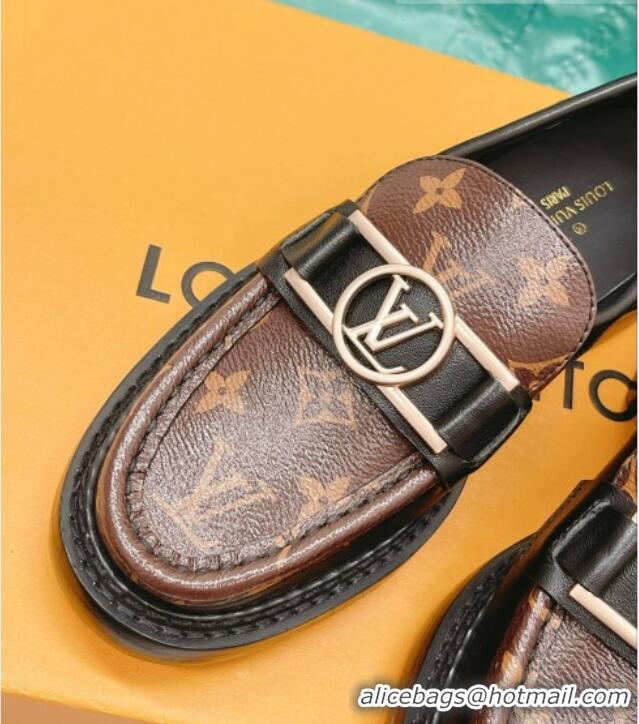 Shop Cheap Louis Vuitton Academy Loafer in Black Leather and Monogram Canvas 082628