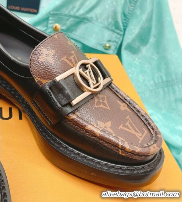 Shop Cheap Louis Vuitton Academy Loafer in Black Leather and Monogram Canvas 082628