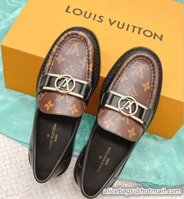 Shop Cheap Louis Vuitton Academy Loafer in Black Leather and Monogram Canvas 082628