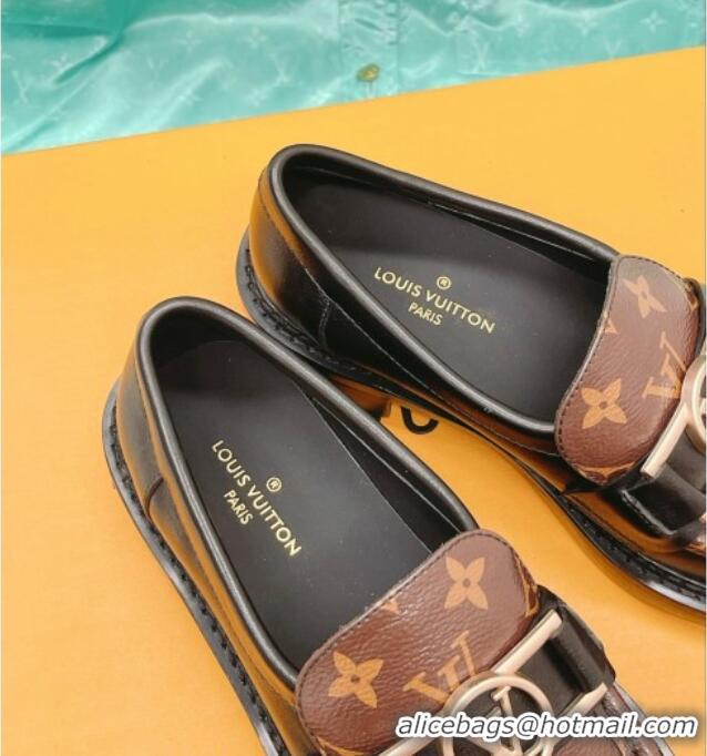 Shop Cheap Louis Vuitton Academy Loafer in Black Leather and Monogram Canvas 082628