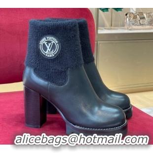 Purchase Louis Vuitton Star Trail Ankle Boots with Knit Collar 8cm Black 082631