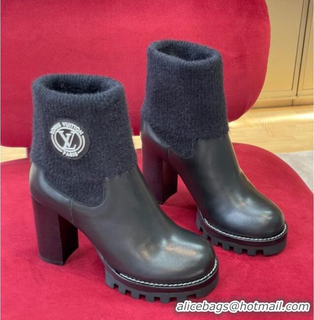 Purchase Louis Vuitton Star Trail Ankle Boots with Knit Collar 8cm Black 082631