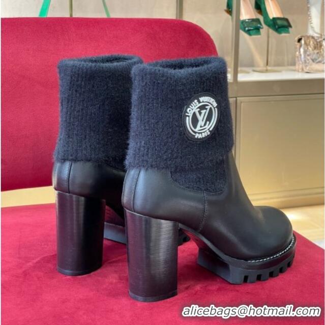 Purchase Louis Vuitton Star Trail Ankle Boots with Knit Collar 8cm Black 082631