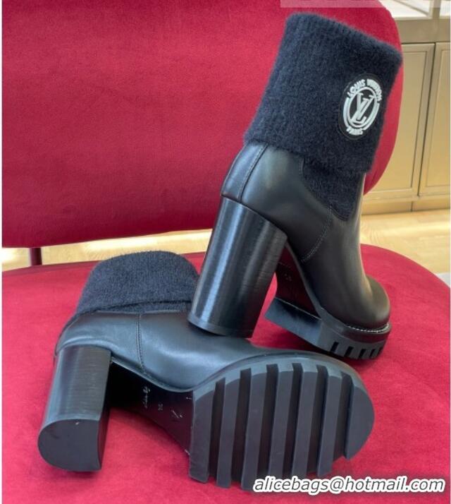 Purchase Louis Vuitton Star Trail Ankle Boots with Knit Collar 8cm Black 082631