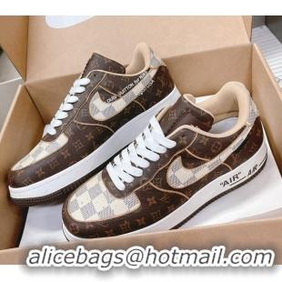 Good Quality Louis Vuitton and Nike "Air Force 1" Low Sneakers in Damier Ebene Canvas/Monogram 082641