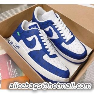 Durable Louis Vuitton and Nike "Air Force 1" Low Leather Sneakers White/Blue 082644