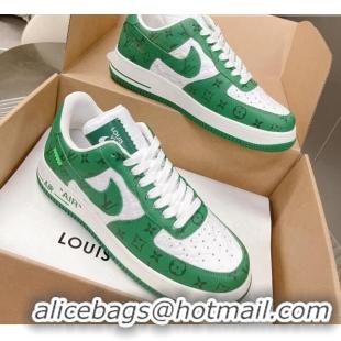 Cheap Price Louis Vuitton and Nike "Air Force 1" Low Leather Sneakers White/Green 082645