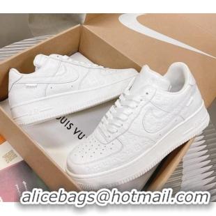 Purchase Louis Vuitton and Nike "Air Force 1" Low Sneakers in White Monogram Leather 082647