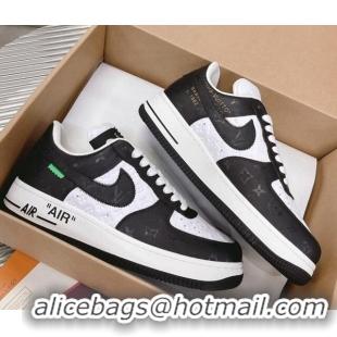 Popular Style Louis Vuitton and Nike "Air Force 1" Low Sneakers in Monogram Leather White/Black 082648