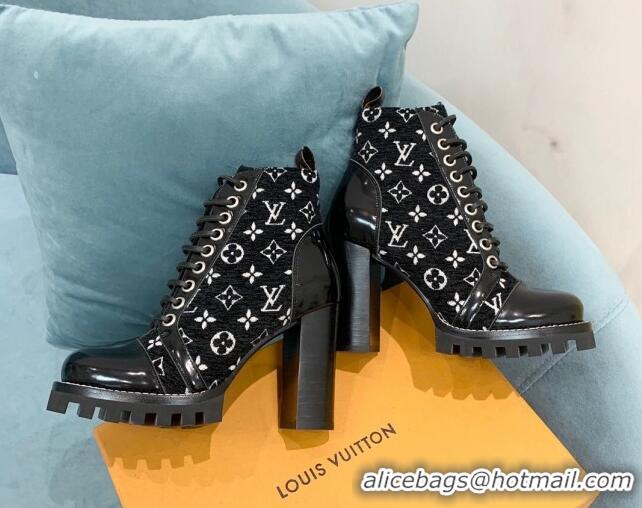 Grade Quality Louis Vuitton Star Trail Ankle Boots in Black Monogram Velvet 090951