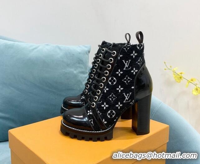 Grade Quality Louis Vuitton Star Trail Ankle Boots in Black Monogram Velvet 090951