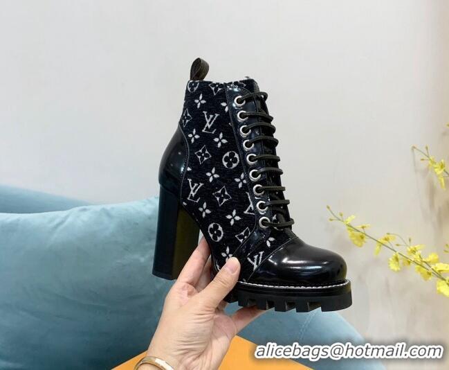 Grade Quality Louis Vuitton Star Trail Ankle Boots in Black Monogram Velvet 090951