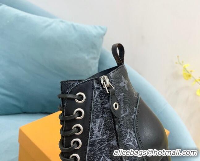 Top Design Louis Vuitton Star Trail Ankle Boots in Black Monogram Canvas 090952