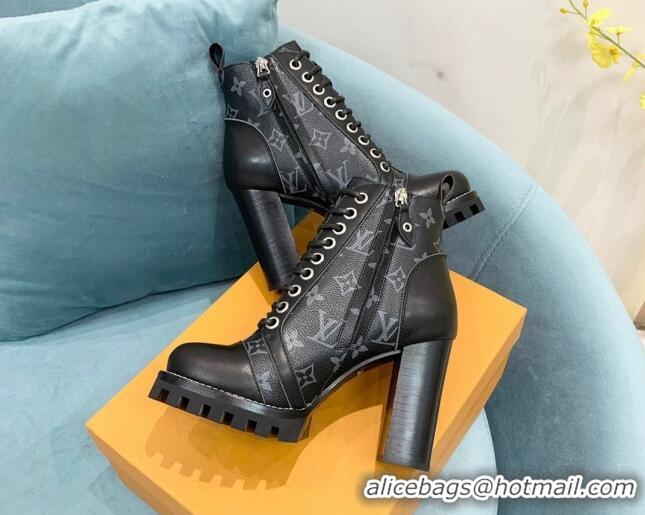 Top Design Louis Vuitton Star Trail Ankle Boots in Black Monogram Canvas 090952