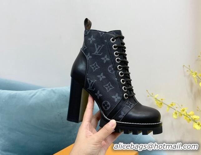 Top Design Louis Vuitton Star Trail Ankle Boots in Black Monogram Canvas 090952