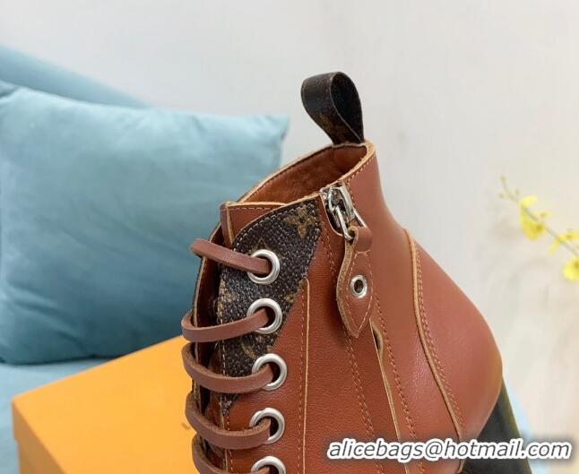 Durable Louis Vuitton Star Trail Ankle Boots in Brown Calf Leather 090955