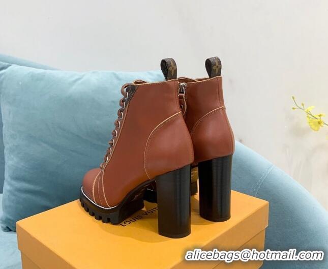 Durable Louis Vuitton Star Trail Ankle Boots in Brown Calf Leather 090955