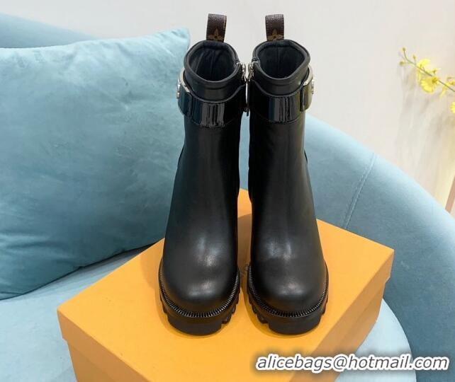 Stylish Louis Vuitton Star Trail Leather Ankle Boots 9.5cm Black 1AA0O8