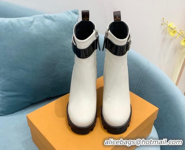 Low Cost Louis Vuitton Star Trail Leather Ankle Boots 9.5cm 1AA0O8 White