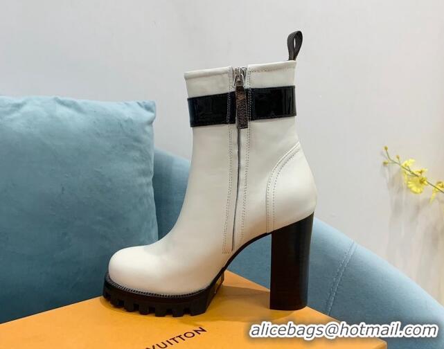 Low Cost Louis Vuitton Star Trail Leather Ankle Boots 9.5cm 1AA0O8 White