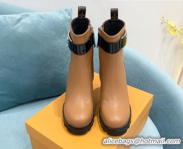 Luxurious Louis Vuitton Star Trail Leather Ankle Boots 9.5cm 1AA0O8 Brown