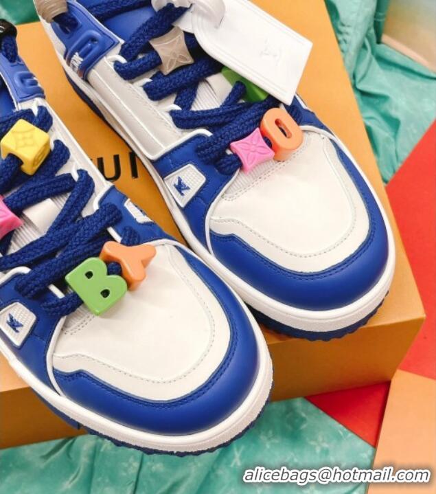 Trendy Design Louis Vuitton LV Trainer Sneakers with Charm Blue 090961